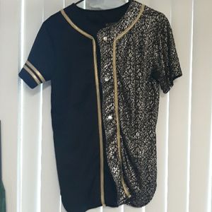 Home made black and gold sparkle baseball shirt